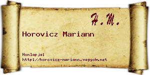 Horovicz Mariann névjegykártya