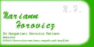 mariann horovicz business card